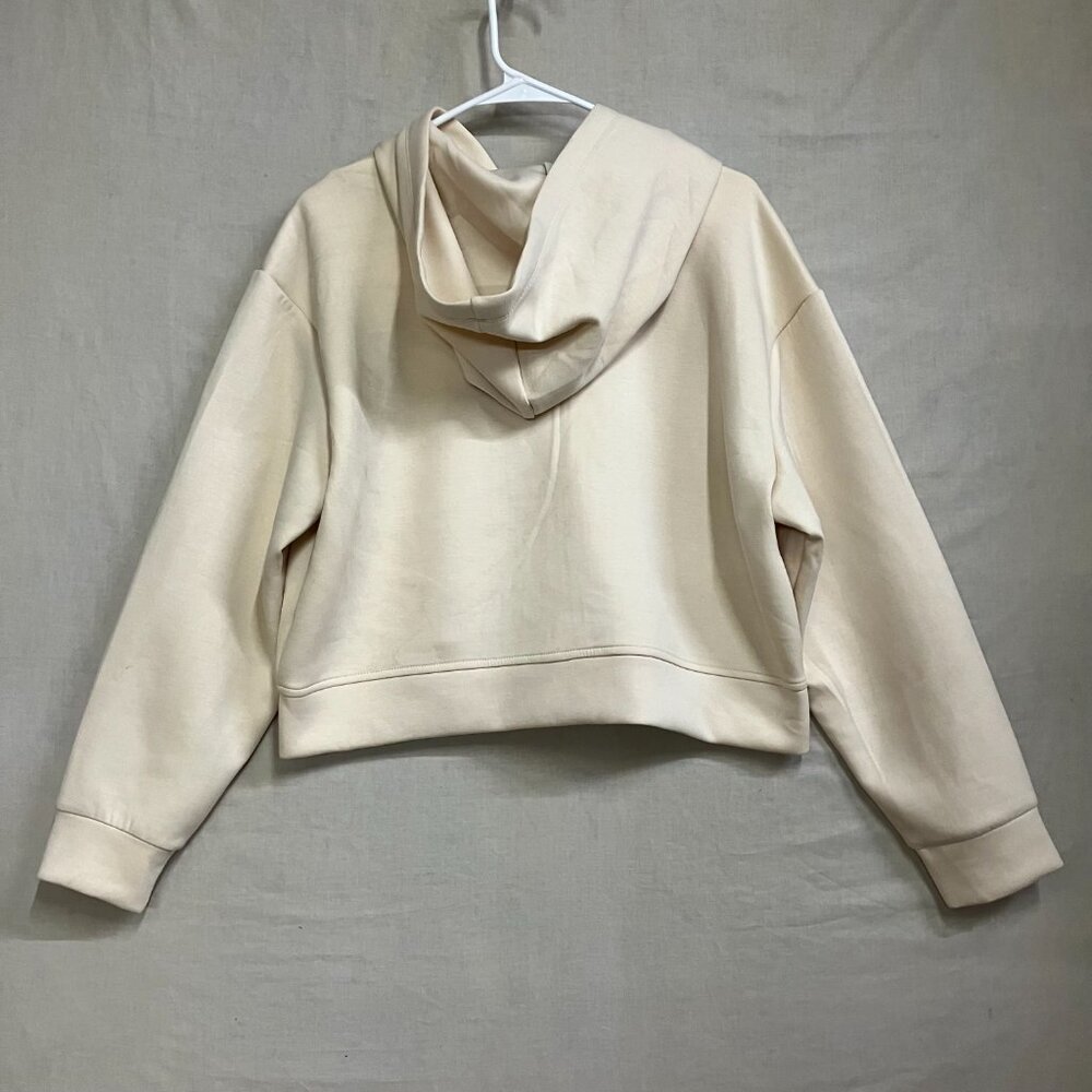 A New Day Women's Large Cream Double Knit Full Zip Hoodie Sweatshirt Long Sleeve - Picture 7 of 10